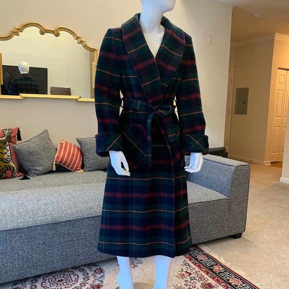 Pendleton Wool Belted Plaid Coat Vintage - Picture 2 of 8